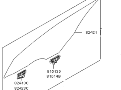 Kia 824104C000 Glass Assembly-Front Door LH