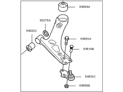 Kia 545003W102 Arm Complete-Front Lower