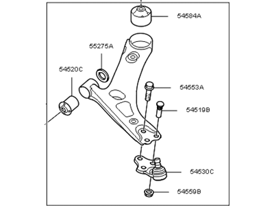 Kia 545013W102 Arm Complete-Front Lower