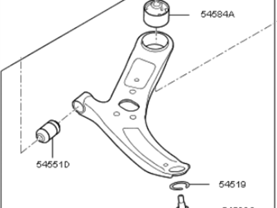 Kia 545011W000 Arm Complete-Front Lower