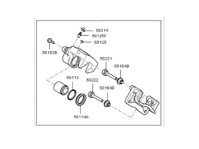 Kia 583112WA01 Rear Brake Caliper Kit, Right