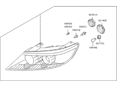 Kia 921021U000 Passenger Side Headlight Assembly