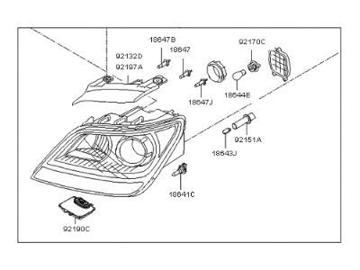 Kia 921022J141 Passenger Side Headlight Assembly