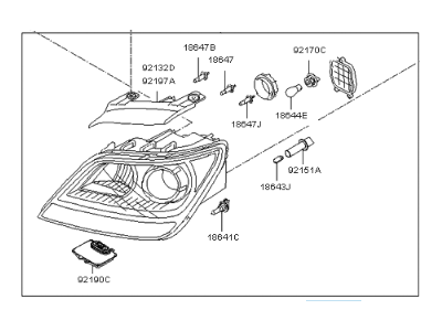 Kia 921012J011 Driver Side Headlight Assembly