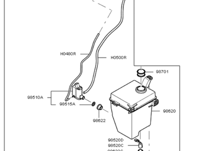 2008 Kia Rio Washer Reservoir - 986101G101